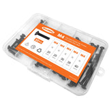 🔩 M4 x 20 mm, 25 mm, 30 mm, 35 mm, 40 mm, tornillos de cabeza plana avellanados, acero de aleación de grado 10.9, acabado de óxido negro, unidad hexagonal Allen, métrico totalmente roscado, kit surtido 50 unidades