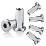 Litoexpe Tuercas de inserción de cabeza hexagonal M6 x 20 mm con remache de hierro chapado en níquel para muebles, camas, tono, 15 unidades