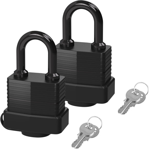 Candados Laminado Impermeables con Tapa Sellada, [Juego de 2] Candado Exterior con 4 Mismas Llaves, Latón Macizo, Cerradura Ideal para Exteriores & Interiores, Gimnasio, Casillero, Garaje