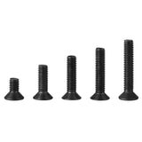 🔩 Tornillos de cabeza plana M4 x 8 mm, 12 mm, 16 mm, 20 mm, 25 mm, tornillos avellanados, acero de aleación de grado 10.9, acabado de óxido negro, unidad hexagonal Allen, métrico totalmente roscado, kit