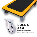 Carro Patin Diablito con Ruedas Giratorias Plataforma De Carga Plana Plegable Carrito Manual de Empuje 90x60cm Mulituso Hogar Oficina Almacen | Resistente Práctico Capacidad 375kg Amarillo