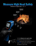 Termómetro infrarrojo con pistola de temperatura láser, pistola digital de temperatura de calor de superficie sin contacto para cocinar alimentos, horno de pizza, carne de plancha