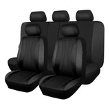 ▶ Fundas para asiento de coche, malla de aire, piel sintética, para bolsa de aire, banco trasero divisible 40/60, 50/50, 60/40 (juego completo - respaldo bajo, negro negro)