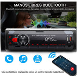 ▶ Autoestereo Reproductor Estereo para Automovil MP3, Control por Voz, Dual USB Apoyar AUX/TF/Disco U/FM Bluetooth Estereos con Tarjeta, Llamada Bluetooth + Control Remoto FM