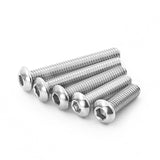 ▶ Tornillos de cabeza de botón M6 x 20 mm, 25 mm, 30 mm, 35 mm, 40 mm, tornillos de cabeza de botón 304, tornillos métricos Allen hexagonales, totalmente roscados a máquina, kit surtido de 50 unidades