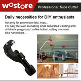 ▶ Cortador de tubos de 1/8 a 1-3/8 pulgadas para tubo de cobre de PVC fino de acero inoxidable con hoja extra y escariador