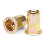 🔩 Vmuter - Tuercas de remache, 50 piezas de 5/16"-18 UNC, tuerca de inserción roscada de cabeza plana de acero al carbono, tuercas de cuerpo moleteado