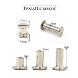 🔩 ALLOYGOLD - Juego de 75 tornillos Chicago plateados de 1/4 3/8 1/2 de piel, kit surtido de 3 tamaños de remaches de tornillo para remache de piel para manualidades de piel y encuadernación (M5 x 6, 10, 12)