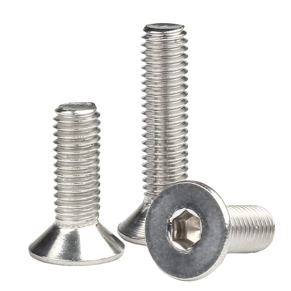 Tornillos de cabeza plana M4-0,7 x 14 mm, acero inoxidable 18-8 (304), acabado brillante, accionamiento de enchufe Allen, tornillos de máquina, tornillos hexagonales interiores, tornillos de tornillo hexagonal 60 unidades