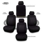 ▶Juego completo de fundas para asientos de coche Flying Banner. Se adaptan a la mayoría de coches, camiones, SUV y furgonetas. Cómodas, compatibles con airbag. Jacquard y poliéster (hilo negro y gris, juego completo - espalda baja).