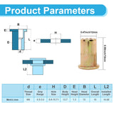 🔩 Vmuter - 100 tuercas de remache M6, acero al carbono, tuerca de inserción roscada, tuercas de cuerpo moleteadas