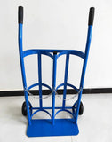 Carrito portatanques de oxígeno Nitroso Doble con Ruedas, asa de Goma y Cadena Ajustable. Soporte de Acero Resistente para Cilindros de oxígeno, fácil de Transportar (Azul).