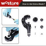 ▶ Cortador de tubos de 1/8 a 1-3/8 pulgadas para tubo de cobre de PVC fino de acero inoxidable con hoja extra y escariador