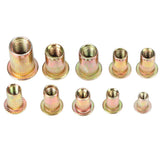 🔩 Kit Surtido de Tuercas de Remache de Acero Al Carbono de 300 Uds., Métrico de Superficie Chapado en Zinc de Color, Kit Ensamblado en Pulgadas