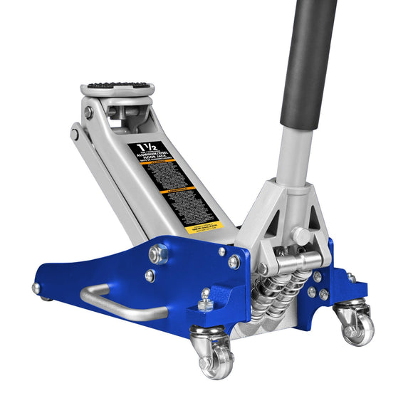 BIG RED - Torin  Gato hidráulico de bajo Perfil de Aluminio y Acero, Gato de Piso para Carreras con Bomba de elevación rápida de pistón Doble, Capacidad de 1.5 toneladas, Color Azul