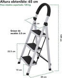▶ Escalera Plegable De 3 Peldaños, Aluminio, Escalera de Tijera para Interior y Exterior, Portátil Multifuncional