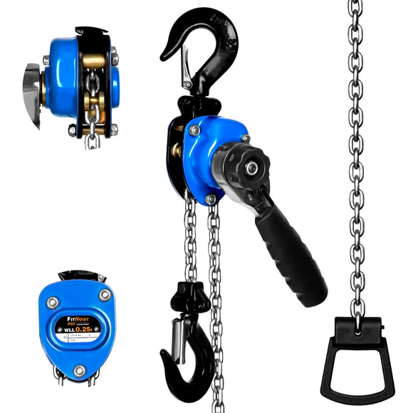 Mini polipasto de cadena de 1/4 tonelada 550 libras, capacidad de 10 pies, elevación pequeña de aleación de acero G80, cadena 2 ganchos resistentes, elevación manual de cadena para garajes,