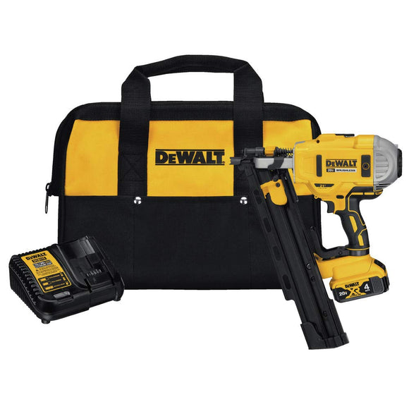 ▶ DEWALT Kit de clavadora de encuadre de 20 V MAX*, 21 grados, con estructura de plástico