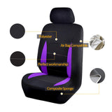▶ Fundas de Asiento de Coche, 9 Piezas de Asientos Delanteros y Traseros de poliéster, Color Negro con Morado