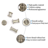 🔩 ALLOYGOLD - Juego de 75 tornillos Chicago plateados de 1/4 3/8 1/2 de piel, kit surtido de 3 tamaños de remaches de tornillo para remache de piel para manualidades de piel y encuadernación (M5 x 6, 10, 12)