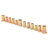 🔩 Juego de tuercas de remache de 150 piezas, 6-32 8-32 10-24 10-32 1/4-20 Modelo Tuerca de remache de acero al carbono Tuerca de remache mezclada, tornillería de sujeción,