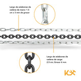 Polipasto Manual - Garrucha Con Cadena De 5 Metros y Grosor de 6mm - Capacidad de Carga 2 Toneladas - De Uso Rudo - Ideal para elevacion en Construcciones y Talleres
