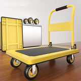 Carro Patin Diablito con Ruedas Giratorias Plataforma De Carga Plana Plegable Carrito Manual de Empuje 90x60cm Mulituso Hogar Oficina Almacen | Resistente Práctico Capacidad 375kg Amarillo