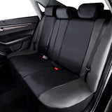 ▶ Fundas de asiento de auto, protegen el banco delantero y trasero, piel sintética y fibra de carbono, a prueba de agua (gris y negro, juego completo de 9 piezas)