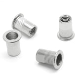🔩 Qjaiune - 50 tuercas de remache roscadas de acero inoxidable M6, remaches de cabeza plana M6-1,0 mm, tornillos de tuerca moleteados, tuerca ciega