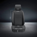 ▶ Fundas de piel de asiento delantero, a prueba de agua, protectoras, ajuste universal, para la mayoría de los autos, SUV y camionetas, color negro