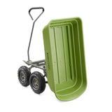 Carretilla de Acero Resistente de 600 Libras de Capacidad para jardín, de fácil volcado rápido, con asa de tracción Recta, Color Verde
