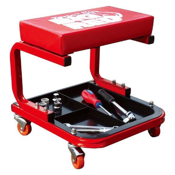 Torin TR6300 - Asiento de coche/tienda rodante rojo con bandeja de herramientas, tamaño grande