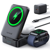 ▶ Cargador Inalámbrico para iPhone - Plegable Portátil Cargador para mag Safe, 20W Adaptador de Corriente+1.5m Cable para iPhone 16 15 14 13 Serie, Apple Watch, AirPods