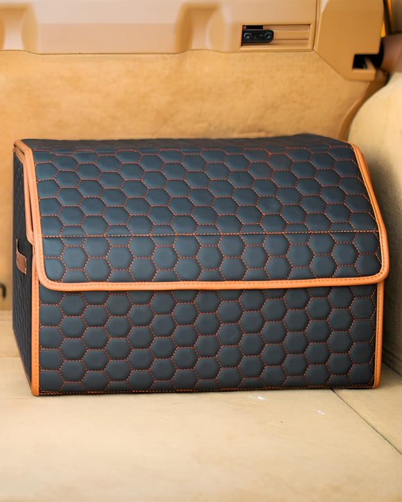 Organizador plegable para cajuela de coche, organizador plegable para cajuela de automóvil, organizador de maletero con tapa, organizador de carga pequeño y grande, organizador de maletero para SUV, sedán, BMW, Tesla Jeep (21.6, negro/marrón)