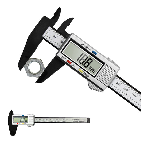 CALIBRADOR DIGITAL de fibra de carbono, Electrónica Digital Calibrador con conversión entre 15 cm / 6 pulgadas con pantalla LCD. Vernier Digital con diseño ligero y precisión para medidas milimetricas