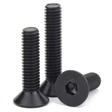 🔩 M6-1 tornillos de cabeza plana de 30 mm, acero de aleación de grado 10.9, DIN 7991, unidad de enchufe Allen, acabado de óxido negro, rosca de máquina, pernos avellanados, cantidad de rosca completa 60