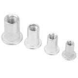 🔩 Tuercas remachables, 200 piezas Kit surtido de tuercas remachables, tuercas de inserción roscadas de cabeza plana de aluminio, juego de combinación M3/M4/M5/M6 de grano vertical empaquetado,Tuerca