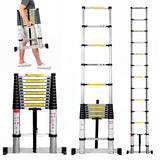 ▶ Escalera Telescópica Recta, Escalera de Recta de Altura Ajustable, Aluminio Reforzado y Duradera, Modelo Retráctil de Mayor Estabilidad (3.8 Metros)