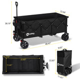 Carro plegable plegable de 48 pulgadas de largo con capacidad de peso de 420 libras, carro de jardín plegable de 300 litros de servicio pesado con ruedas de playa grandes todo terreno y soportes