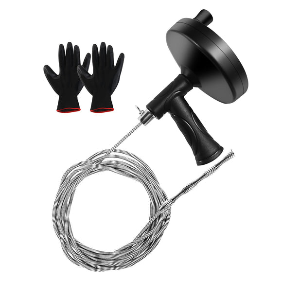 ▶ Herramienta de eliminación de obstrucciones de cabello para desagüe de serpiente de 33 pies, herramienta de eliminación de desagües para fregadero, herramienta de limpieza de drenaje flexible para