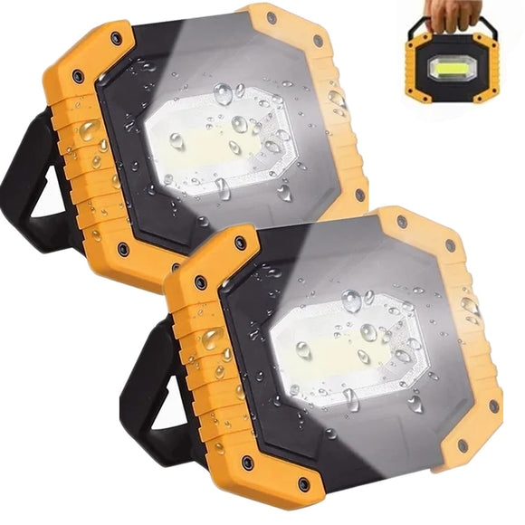 2 Piezas Multi-función LED COB Linterna Luz de Trabajo, 30w 2000lm Lámpara Recargable Portátil, 3 Modos Super Brillante Luz de Camping al Aire Libre,Senderismo,Iluminación Del Lugar de Trabajo,Emergencia
