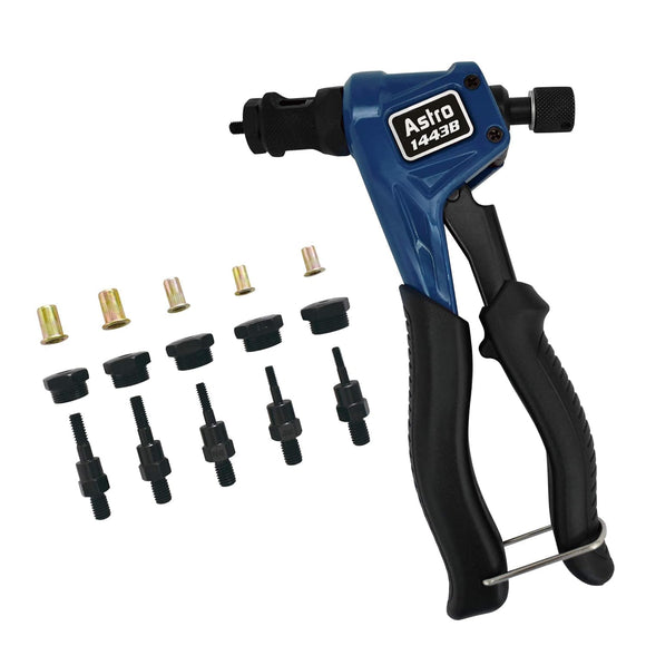 ▶  Pneumatic Tool 1443B Kit profesional de tuercas de remache de mano SAE y métrico con tuercas de remache