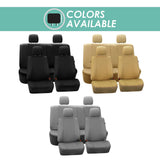 ▶ Funda de asiento de lujo FH GROUP de ajuste universal, color negro (compatible con airbag y con división trasera, compatible con la mayoría de autos, camionetas, SUV y furgonetas,
