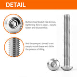 NIULUNBAO - Tornillos de cabeza de botón M5 x 40 mm, 45 mm, 50 mm, 55 mm, 60 mm, tornillos de acero inoxidable 304 métricos para máquina hexagonal, totalmente roscados, kit surtido de 30 unidades