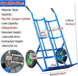 Carro De Cilindros De Acero Carro Para Almacenamiento Y Transporte De Cilindros Carretilla Para Tanque De Acetileno Y Cilindro De Oxígeno Neumático Inflable De 14 Pulgadas(Blue-A)