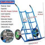 Carro De Cilindros De Acero Carro Para Almacenamiento Y Transporte De Cilindros Carretilla Para Tanque De Acetileno Y Cilindro De Oxígeno Neumático Inflable De 14 Pulgadas(Blue-A)