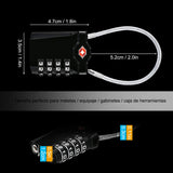 Cerraduras de Equipaje de 4 Dígitos TSA, [Nueva versión] 2 PCS Candados de Combinación de Cerradura de Viaje, Candado de Cable Flexible de 14 cm para Maleta de Viaje, Negro y Plata