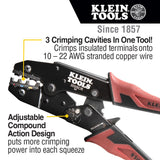 ▶ KLEIN TOOLS Pelacables automático y crimpadora Klein Tools 80013 Kit de herramientas de cableado con  de trinquete, gran kit de herramientas eléctricas, 2 piezas