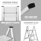 ▶ Escalera Plegable de 3 Peldaños, Estantería Portátil, Taburete Antideslizante, Ligera para el Hogar y Oficina, Capacidad de 150KG (3-Blanco)