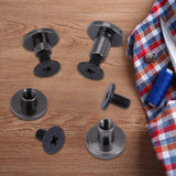 🔩 Remaches De Tornillo, 20 Juegos De Tornillos De Bolsa De Remaches, Tornillos Chicago De Cabeza Plana De Latón Negros, Perno De Metal Para Cinturón Plano, Kit De Remaches De Cuero(5mm)